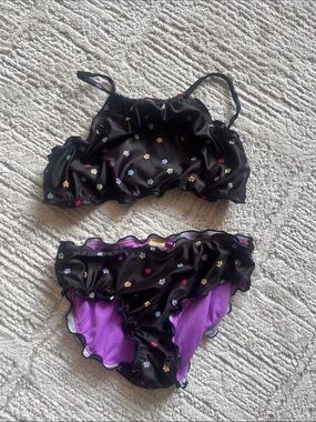 Thereabouts | Girls Floral Ruffle Bikini Set with Purple Lining, 10/12